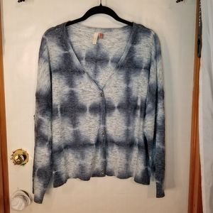 Anthropologie Pilcro and the Letterpress Blue Tie Dye Oversized Blue Cardigan